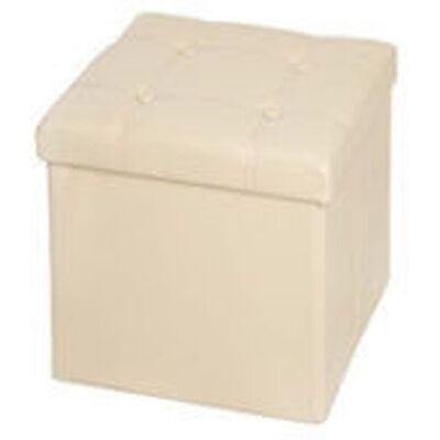 Trade Shop Traesio - Trade Shop - Würfelförmiger Kunstlederpuff Box Puff Fussstütze Farbe - Beige Trade Shop Traesio - Trade Shop - Würfelförmiger Kunstlederpuff Box Puff Fussstütze Farbe - Beige