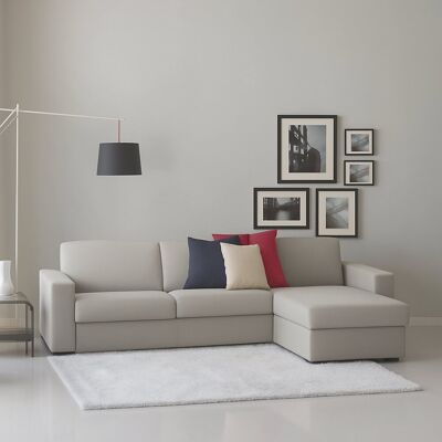 Festes Sofa Debora, Ecksofa, 100% Made In Italy, Sofa-wohnzimmer, Mit Wendebehälter Halbinsel, Aus Gepolstertem Stoff, Mit Schmalen Armlehnen, Cm 260x95h90, Grau - Talamo Italia Festes Sofa Debora, Ecksofa, 100% Made In Italy, Sofa-wohnzimmer, Mit Wendebehälter Halbinsel, Aus Gepolstertem Stoff, Mit Schmalen Armlehnen, Cm 260x95h90, Grau - Talamo Italia