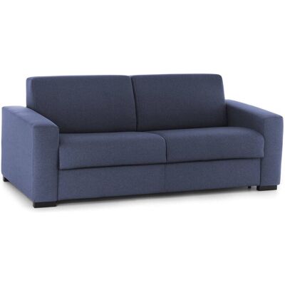 Festes Sofa Mara, 3-sitzer-sofa, 100% Made In Italy, Sofa-wohnzimmer, Aus Gepolstertem Stoff, Mit Schmalen Armlehnen, Cm 200x95h90, Blau - Talamo Italia Festes Sofa Mara, 3-sitzer-sofa, 100% Made In Italy, Sofa-wohnzimmer, Aus Gepolstertem Stoff, Mit Schmalen Armlehnen, Cm 200x95h90, Blau - Talamo Italia