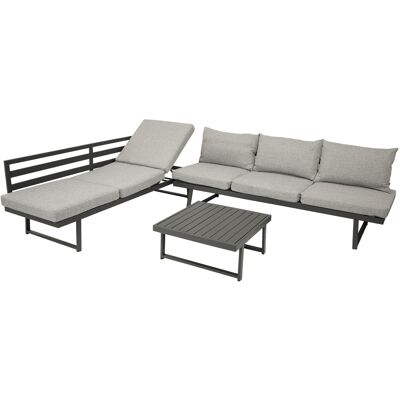 DEGAMO Funktions Lounge Set Bogota, Aluminium Matt-grau, Polster Hellgrau DEGAMO Funktions Lounge Set Bogota, Aluminium Matt-grau, Polster Hellgrau