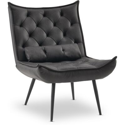 M Mcombo Moderner Sessel Relaxsessel, Mit Taillenkissen, Retro Vintage Lesesessel Loungesessel , Ohne Hocker, Kunstleder,4778mb-1 (dunkelgrau) M Mcombo Moderner Sessel Relaxsessel, Mit Taillenkissen, Retro Vintage Lesesessel Loungesessel , Ohne Hocker, Kunstleder,4778mb-1 (dunkelgrau)