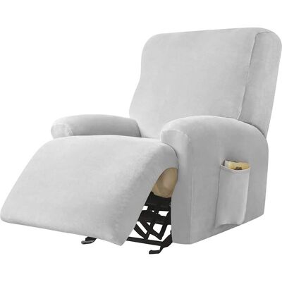 BOBYPET Weicher, Dehnbarer Samtbezug Für Relaxsessel, 4-teiliger, Rutschfester Sofabezug Mit Seitentasche, Waschbarer Möbelschutz Für 1-sitzer-relaxsessel (hellgrau) BOBYPET Weicher, Dehnbarer Samtbezug Für Relaxsessel, 4-teiliger, Rutschfester Sofabezug Mit Seitentasche, Waschbarer Möbelschutz Für 1-sitzer-relaxsessel (hellgrau)