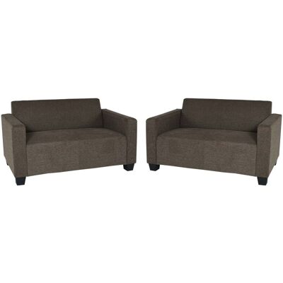HHG Sofa-garnitur Couch-garnitur 2x 2er Sofa Moncalieri Stoff/textil Braun HHG Sofa-garnitur Couch-garnitur 2x 2er Sofa Moncalieri Stoff/textil Braun