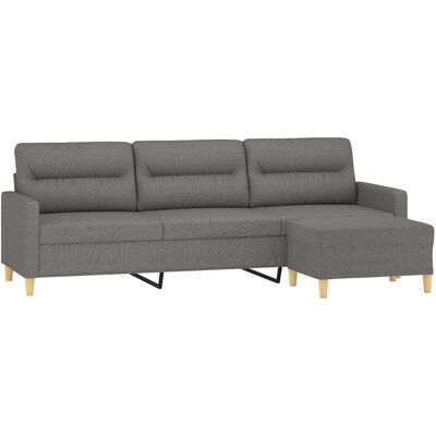 3-sitzer-sofa Mit Hocker Dunkelgrau 210 Cm Stoff Vidaxl 3-sitzer-sofa Mit Hocker Dunkelgrau 210 Cm Stoff Vidaxl