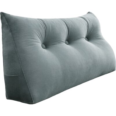 Vercart - Großes Keil Lesekissen, Langes Bettruhe Rückenkissen, Dekoratives Kopfteilkissen, Dreieckiges Positionierungs Körperkissen Für Tagesbett Oder Couch, Samt Grau, 100cm - Grau Vercart - Großes Keil Lesekissen, Langes Bettruhe Rückenkissen, Dekoratives Kopfteilkissen, Dreieckiges Positionierungs Körperkissen Für Tagesbett Oder Couch, Samt Grau, 100cm - Grau