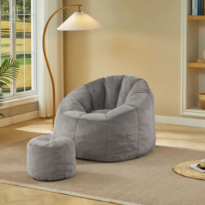 KELLANY Weicher Blüten-sitzsack Für Erwachsene Mit Fußhocker, Vakuumverpackt Ohne Montage, Ideal Für Wohnzimmer, Schlafzimmer & Balkon,hellgra KELLANY Weicher Blüten-sitzsack Für Erwachsene Mit Fußhocker, Vakuumverpackt Ohne Montage, Ideal Für Wohnzimmer, Schlafzimmer & Balkon,hellgra