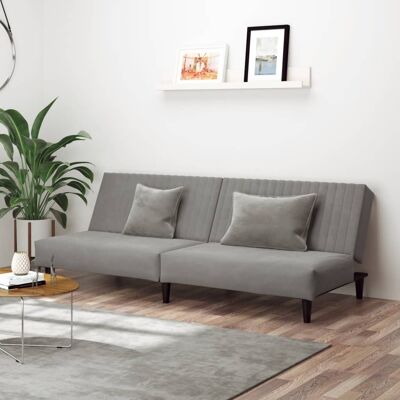 Devenirriche - Vidaxl Schlafsofa 2-sitzer Hellgrau Samt Devenirriche - Vidaxl Schlafsofa 2-sitzer Hellgrau Samt