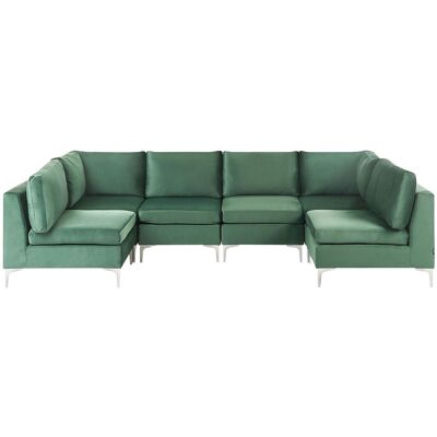 Beliani Modularsofa Grün Samt U-Form 6-Sitzer Glamour Stil Beliani Modularsofa Grün Samt U-Form 6-Sitzer Glamour Stil