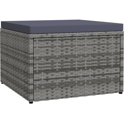 Vidaxl Garden Footstool With Cushion Grey Poly Rattan Vidaxl Garden Footstool With Cushion Grey Poly Rattan