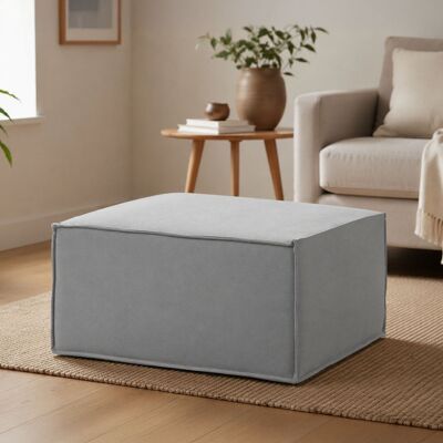 Puff Barbara, Ottomane Im Wohnzimmer, 100% Made In Italy, Relaxsessel Aus Gepolstertem Stoff, Cm 80x70h43, Grau - Talamo Italia Puff Barbara, Ottomane Im Wohnzimmer, 100% Made In Italy, Relaxsessel Aus Gepolstertem Stoff, Cm 80x70h43, Grau - Talamo Italia
