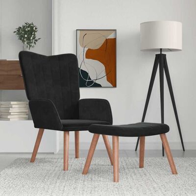 Relaxsessel Mit Hocker Schwarz Samt - Vidaxl Relaxsessel Mit Hocker Schwarz Samt - Vidaxl