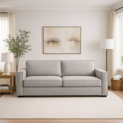 Festes Sofa Carol, 2-sitzer-sofa, 100% Made In Italy, Wohnzimmersofa Aus Stoff, Mit Schmalen Armlehnen, Cm 160x95h90, Grau - Talamo Italia Festes Sofa Carol, 2-sitzer-sofa, 100% Made In Italy, Wohnzimmersofa Aus Stoff, Mit Schmalen Armlehnen, Cm 160x95h90, Grau - Talamo Italia