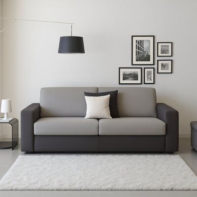 Festes Sofa Selene, 2-sitzer-sofa, 100% Made In Italy, Sofa-wohnzimmer, Aus Gepolstertem Stoff, Mit Schmalen Armlehnen, Cm 160x95h90, Grau Und Anthrazit - Talamo Italia Festes Sofa Selene, 2-sitzer-sofa, 100% Made In Italy, Sofa-wohnzimmer, Aus Gepolstertem Stoff, Mit Schmalen Armlehnen, Cm 160x95h90, Grau Und Anthrazit - Talamo Italia