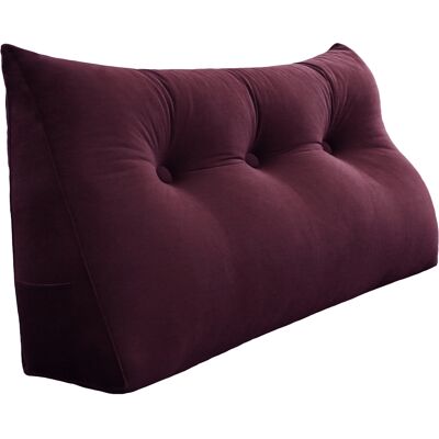 Vercart Großes Keil Lesekissen, Langes Bettruhe Rückenkissen, Dekoratives Kopfteilkissen, Dreieckiges Positionierungs Körperkissen Für Tagesbett Oder Couch, Samt Weinrot, 100cm Vercart Großes Keil Lesekissen, Langes Bettruhe Rückenkissen, Dekoratives Kopfteilkissen, Dreieckiges Positionierungs Körperkissen Für Tagesbett Oder Couch, Samt Weinrot, 100cm