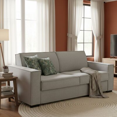 Schlafsofa Samantha, 2-sitzer-sofa, 100% Made In Italy, Wohnzimmersofa Mit Drehbarer Öffnung, Aus Gepolstertem Stoff, Mit Schmalen Armlehnen, Cm 160x95h90, Grau - Talamo Italia Schlafsofa Samantha, 2-sitzer-sofa, 100% Made In Italy, Wohnzimmersofa Mit Drehbarer Öffnung, Aus Gepolstertem Stoff, Mit Schmalen Armlehnen, Cm 160x95h90, Grau - Talamo Italia