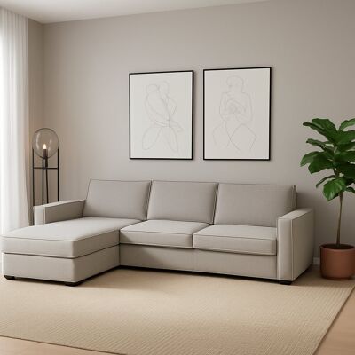 Festes Sofa Grazia, Ecksofa, 100% Made In Italy, Sofa Wohnzimmer Mit, Containerhalbinsel Links, Mit Standard-armlehnen, Cm 280x95h90, Grau - Talamo Italia Festes Sofa Grazia, Ecksofa, 100% Made In Italy, Sofa Wohnzimmer Mit, Containerhalbinsel Links, Mit Standard-armlehnen, Cm 280x95h90, Grau - Talamo Italia