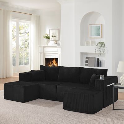 SANS MARQUE 3-sitzer Modulares Ecksofa – Aus Schaumstoff – Flexibles Modulares Design – Premium Cordstoff – Praktische Extras – Inklusive Kissen – – Modell C SANS MARQUE 3-sitzer Modulares Ecksofa – Aus Schaumstoff – Flexibles Modulares Design – Premium Cordstoff – Praktische Extras – Inklusive Kissen – – Modell C