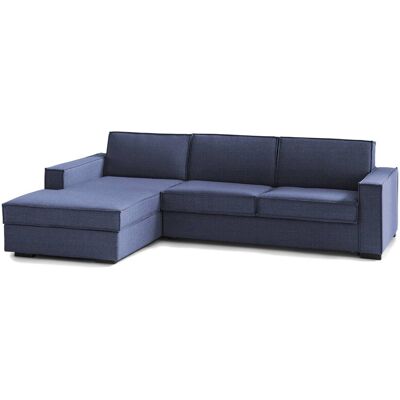 Schlafsofa Adelina, Ecksofa, 100% Made In Italy, Sofa Mit Drehöffnung, Linke Containerhalbinsel, Mit Standard-armlehnen, Cm 280x95h90, Blau - Talamo Italia Schlafsofa Adelina, Ecksofa, 100% Made In Italy, Sofa Mit Drehöffnung, Linke Containerhalbinsel, Mit Standard-armlehnen, Cm 280x95h90, Blau - Talamo Italia