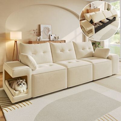 SANS MARQUE Modernes Modulares 3-sitzer-sofa – 229,5x78x84 Cm – 70.3 Kg – Aus Samt – Mensch‑tier‑co-living-design: Dieses Cloud‑3-sitzer-sofa – Weicher SANS MARQUE Modernes Modulares 3-sitzer-sofa – 229,5x78x84 Cm – 70.3 Kg – Aus Samt – Mensch‑tier‑co-living-design: Dieses Cloud‑3-sitzer-sofa – Weicher