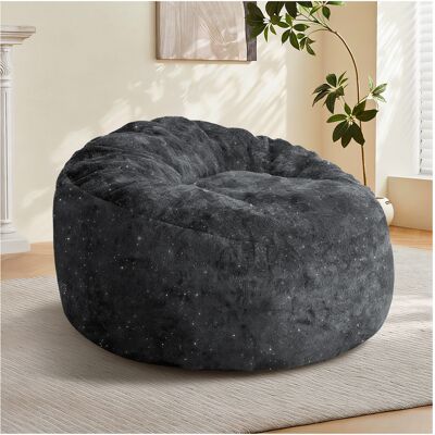 COVREO Sitzsack-sessel Schwarz Flanelloptik Mit Hoher Rückenlehne Und Ergonomischer Ganzkörperform COVREO Sitzsack-sessel Schwarz Flanelloptik Mit Hoher Rückenlehne Und Ergonomischer Ganzkörperform