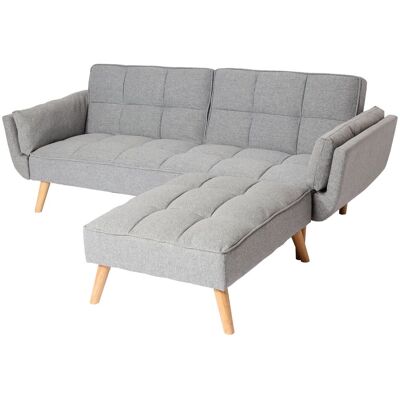 Hhg - Schlafsofa 546 Mit Ottomane, Couch Sofa Gästebett, Schlaffunktion 218x175cm Stoff/textil Hellgrau Hhg - Schlafsofa 546 Mit Ottomane, Couch Sofa Gästebett, Schlaffunktion 218x175cm Stoff/textil Hellgrau