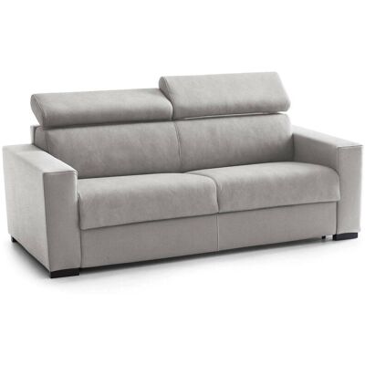 Festes Sofa Susanna, 3-sitzer-sofa, 100% Made In Italy, Sofa-wohnzimmer, Aus Gepolstertem Stoff, Mit Verstellbaren Kopfstützen Und Schlanken Armlehnen, Cm 220x95h85, Grau - Talamo Italia Festes Sofa Susanna, 3-sitzer-sofa, 100% Made In Italy, Sofa-wohnzimmer, Aus Gepolstertem Stoff, Mit Verstellbaren Kopfstützen Und Schlanken Armlehnen, Cm 220x95h85, Grau - Talamo Italia