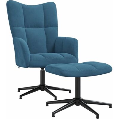 Relaxsessel Mit Hocker Blau Samt Vidaxl Relaxsessel Mit Hocker Blau Samt Vidaxl