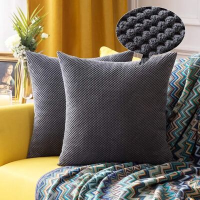 Minkurow Set Mit 2 Ananas-granulat-kissenbezügen, Weich, Solide, Dekorative Quadratische Kissenbezüge, Kissen Für Sofa, Schlafzimmer, Auto, 45,7 X 45,7 Cm, Space Grey Minkurow Set Mit 2 Ananas-granulat-kissenbezügen, Weich, Solide, Dekorative Quadratische Kissenbezüge, Kissen Für Sofa, Schlafzimmer, Auto, 45,7 X 45,7 Cm, Space Grey