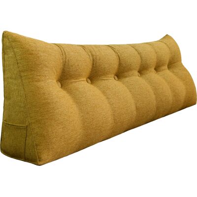 Großes Bettruhe Keilkissen, Lang Lesekissen, Dekoratives Kopfteilkissen, Dreieckiges Rückenkissen, Loungekissen Für Tagesbett Oder Couch, Leinenmischung Gelb, 180cm - Gelb - Vercart Großes Bettruhe Keilkissen, Lang Lesekissen, Dekoratives Kopfteilkissen, Dreieckiges Rückenkissen, Loungekissen Für Tagesbett Oder Couch, Leinenmischung Gelb, 180cm - Gelb - Vercart