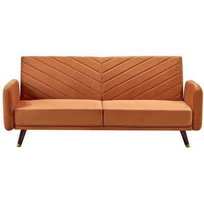BELIANI Schlafsofa 3-sitzer Senja Samtstoff Orange BELIANI Schlafsofa 3-sitzer Senja Samtstoff Orange