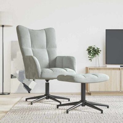 Relaxsessel Mit Hocker Hellgrau Samt Vidaxl Relaxsessel Mit Hocker Hellgrau Samt Vidaxl