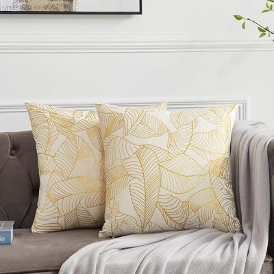 Minkurow Kissenbezug 45 X 45 Cm Samt Goldblätter Kissenbezüge Beige Kissenhülle Dekokissen Für Sofa Schlafzimmer Wohnzimmer 2er Set Minkurow Kissenbezug 45 X 45 Cm Samt Goldblätter Kissenbezüge Beige Kissenhülle Dekokissen Für Sofa Schlafzimmer Wohnzimmer 2er Set