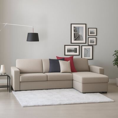 Festes Sofa Debora, Ecksofa, 100% Made In Italy, Sofa-wohnzimmer, Mit Wendebehälter Halbinsel, Aus Gepolstertem Stoff, Mit Schmalen Armlehnen, Cm 260x95h90 - Talamo Italia Festes Sofa Debora, Ecksofa, 100% Made In Italy, Sofa-wohnzimmer, Mit Wendebehälter Halbinsel, Aus Gepolstertem Stoff, Mit Schmalen Armlehnen, Cm 260x95h90 - Talamo Italia