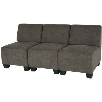 HHG Modular 3-sitzer Sofa Couch Moncalieri, Stoff/textil Braun, Ohne Armlehnen HHG Modular 3-sitzer Sofa Couch Moncalieri, Stoff/textil Braun, Ohne Armlehnen