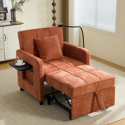 KELLANY Zwei-in-eins-schlafsessel, Einzelschlafsofa, Sessel (mit Kissen Und Seitentaschen), Mit Einem Kleinen Tischchen Auf Der Einen Seite Und Einer Aufbewahrungstasche Auf Der Anderen Seite(orange Chenille) KELLANY Zwei-in-eins-schlafsessel, Einzelschlafsofa, Sessel (mit Kissen Und Seitentaschen), Mit Einem Kleinen Tischchen Auf Der Einen Seite Und Einer Aufbewahrungstasche Auf Der Anderen Seite(orange Chenille)