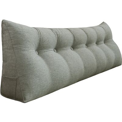 Großes Bettruhe Keilkissen, Lang Lesekissen, Dekoratives Kopfteilkissen, Dreieckiges Rückenkissen, Loungekissen Für Tagesbett Oder Couch, Leinenmischung Grau, 180cm - Vercart Großes Bettruhe Keilkissen, Lang Lesekissen, Dekoratives Kopfteilkissen, Dreieckiges Rückenkissen, Loungekissen Für Tagesbett Oder Couch, Leinenmischung Grau, 180cm - Vercart