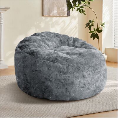 COVREO Sitzsack-sessel Grau Aus Flanellimitat Mit Hoher Rückenlehne Und Ergonomischer Ganzkörperform COVREO Sitzsack-sessel Grau Aus Flanellimitat Mit Hoher Rückenlehne Und Ergonomischer Ganzkörperform