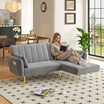 SANS MARQUE Modernes Klappsofa – 191,5x130x80 Cm – 34.1 Kg – Aus Samt – Multifunktionales Ecksofa – Geteiltes Design – Dreistufige – Modell B – L-förmiges Sofa SANS MARQUE Modernes Klappsofa – 191,5x130x80 Cm – 34.1 Kg – Aus Samt – Multifunktionales Ecksofa – Geteiltes Design – Dreistufige – Modell B – L-förmiges Sofa
