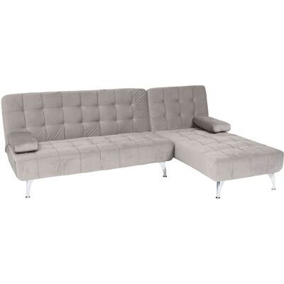 HHG - HHG-729 - Grau - Samt - Schlafsofa HHG - HHG-729 - Grau - Samt - Schlafsofa