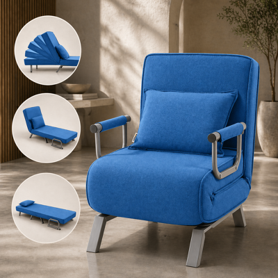 Schlafsessel Schlafsofa Ted Klappbar In Blau - Makika Schlafsessel Schlafsofa Ted Klappbar In Blau - Makika