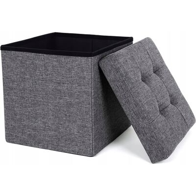 SONGMICS Gepolsterter Sitzpouf Mit Bezug, Grau Vas SONGMICS Gepolsterter Sitzpouf Mit Bezug, Grau Vas
