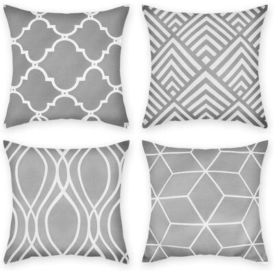 AIDUCHO Set Mit 4 Grauen, Dekorativen Kissenbezügen Für Gartenmöbel, Quadratisch, Einseitig Bedruckt, Aus Baumwolle, Für Zuhause, Büro, Sofa, Couch, Auto, Garten, 45 X 45 Cm AIDUCHO Set Mit 4 Grauen, Dekorativen Kissenbezügen Für Gartenmöbel, Quadratisch, Einseitig Bedruckt, Aus Baumwolle, Für Zuhause, Büro, Sofa, Couch, Auto, Garten, 45 X 45 Cm