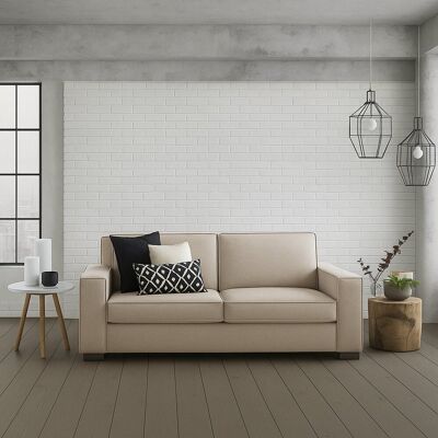 Festes Sofa Ylenia, 3-sitzer-sofa, 100% Made In Italy, Wohnzimmersofa Aus Stoff, Mit Standard-armlehnen, Cm 220x95h90, Beige - Talamo Italia Festes Sofa Ylenia, 3-sitzer-sofa, 100% Made In Italy, Wohnzimmersofa Aus Stoff, Mit Standard-armlehnen, Cm 220x95h90, Beige - Talamo Italia