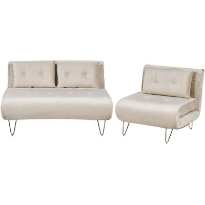 Beliani Samtsofa-Set Beige VESTFOLD - Sofa Set Beliani Samtsofa-Set Beige VESTFOLD - Sofa Set
