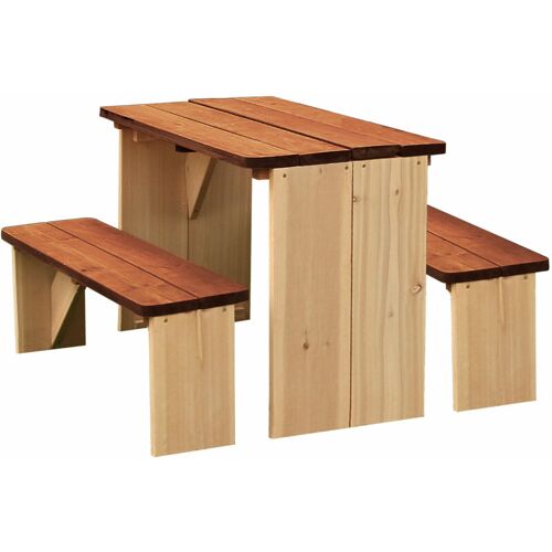 ZidZed Picknick Set aus Holz Picknicktisch & Picknickbank für Kinder - Braun - AXI