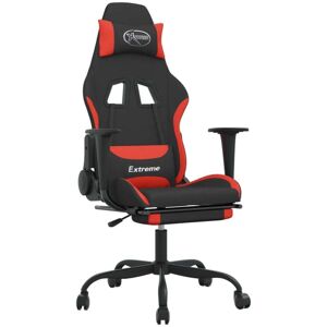 vidaXL Gaming-Stuhl mit Massage & Fußstütze - Schwarz und Rot Stoff vidaXL Gaming-Stuhl mit Massage & Fußstütze - Schwarz und Rot Stoff