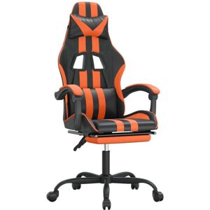 vidaXL Gaming-Stuhl mit Fußstütze - Drehbar & Höhenverstellbar - Schwarz & Orange - Gaming Chair vidaXL Gaming-Stuhl mit Fußstütze - Drehbar & Höhenverstellbar - Schwarz & Orange - Gaming Chair