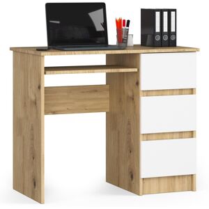 Pc-schreibtisch Akord A6 Rechts In Der Farbe Eiche Artisan Mit 3 Schubladen Front Weiß Und 1 Ablagen B90 X H77 X T50 Cm Pc-schreibtisch Akord A6 Rechts In Der Farbe Eiche Artisan Mit 3 Schubladen Front Weiß Und 1 Ablagen B90 X H77 X T50 Cm