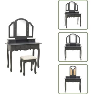 VIDAXL Schminktische - Living Schminktisch-Set mit Hocker Grau 100x40x146 cm Paulownia-Holz - Grau VIDAXL Schminktische - Living Schminktisch-Set mit Hocker Grau 100x40x146 cm Paulownia-Holz - Grau