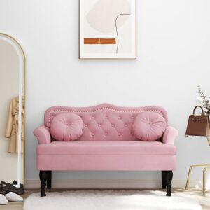 Vidaxl Sitzbank Mit Kissen Rosa 120,5x65x75 Cm Samt Vidaxl Sitzbank Mit Kissen Rosa 120,5x65x75 Cm Samt